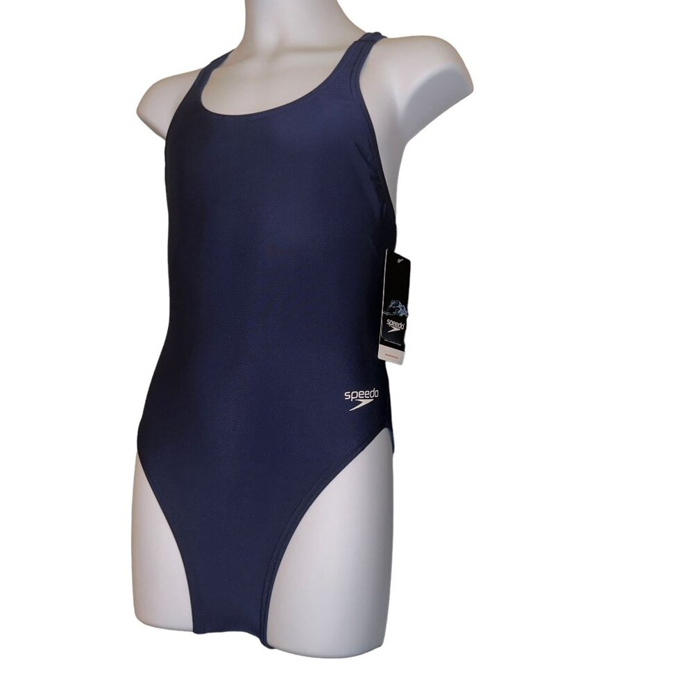 NWT Speedo Pro LT One Piece Swimsuit Womens 26 Solid Navy Blue Compression - Picture 5 of 8